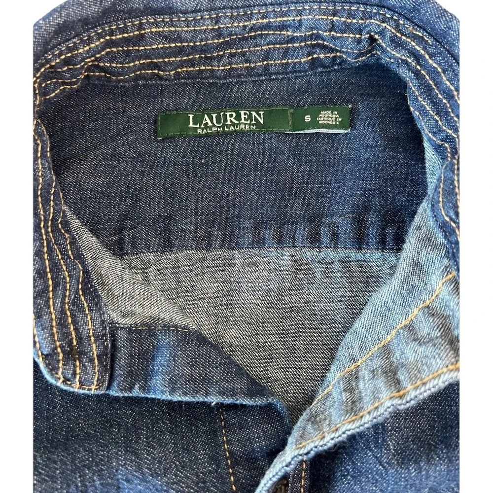 Lauren Ralph Lauren Denim Shirt Dress Blue Long Sleeve Button Front S No Belt